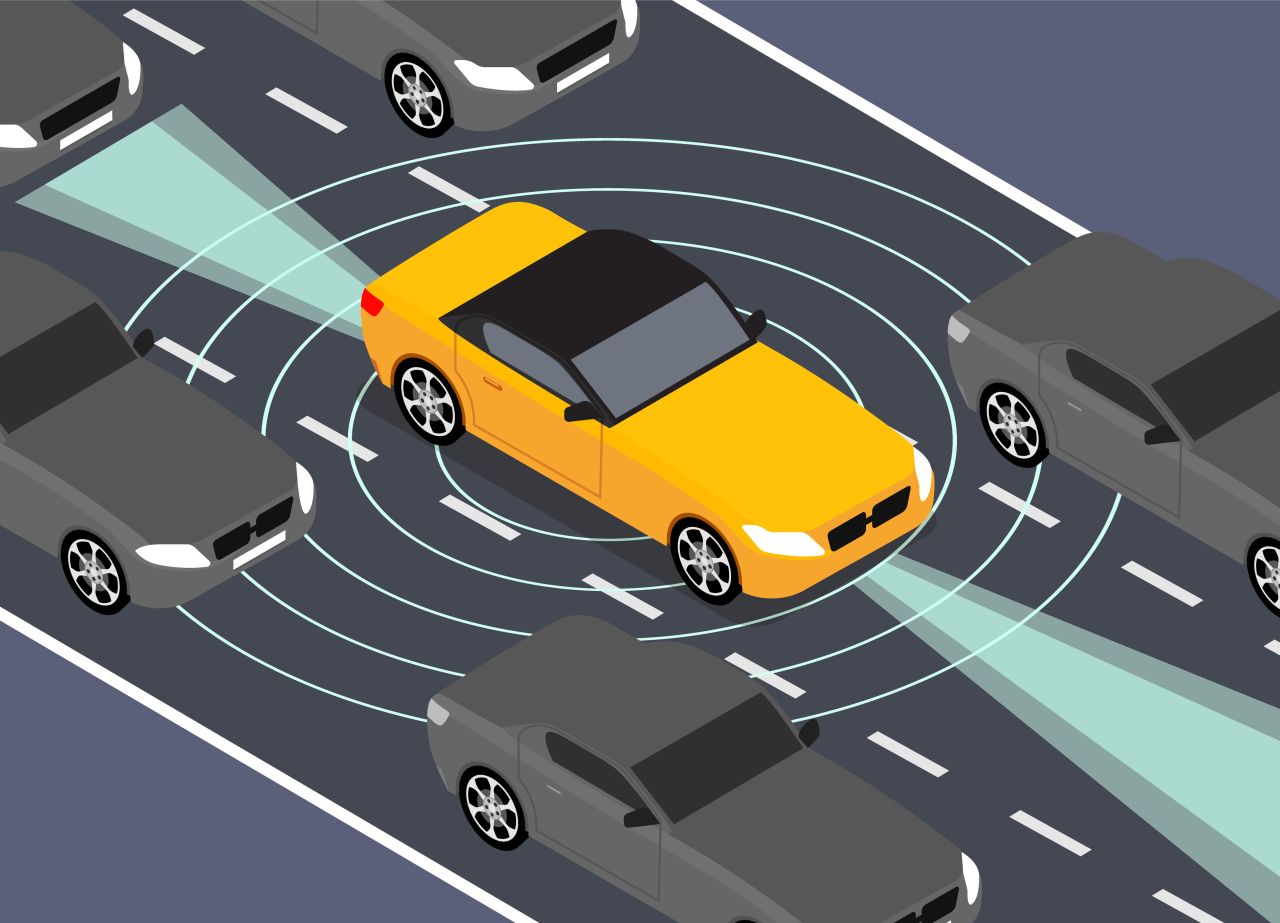 車の衝突防止センサーのイメージイラスト